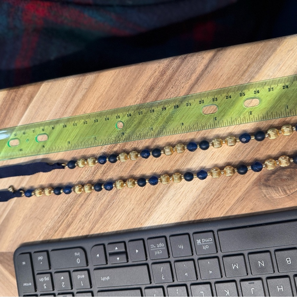 J. Crew Navy and Gold Beaded Necklace